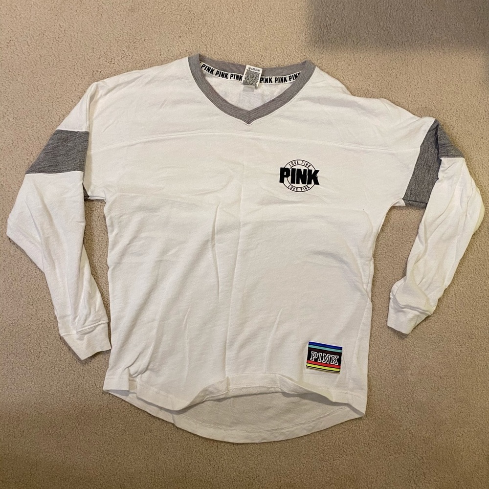 White PINK Sweatshirt With Multi-Color Print